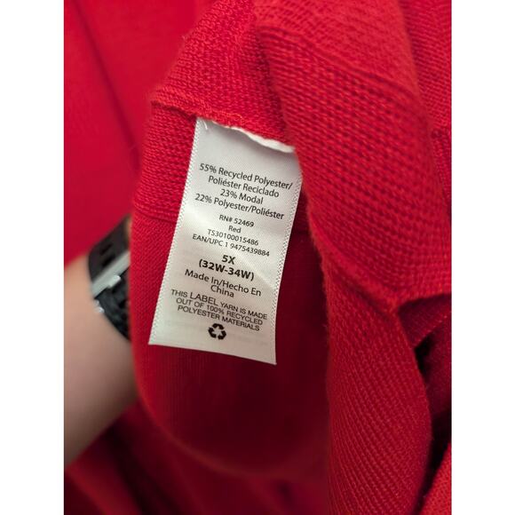 Terra & Sky Fine Gauge Open Cardigan Plus Size 5X Lightweight Casual Office Red - Picture 4 of 5